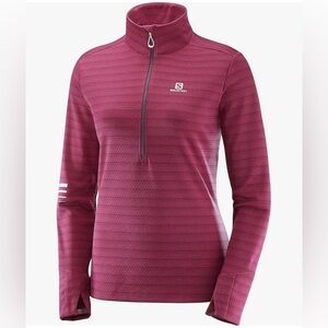 Salomon Lightning Half Zip‎ Midlayer Long Sleeve Pullover Beet  Red